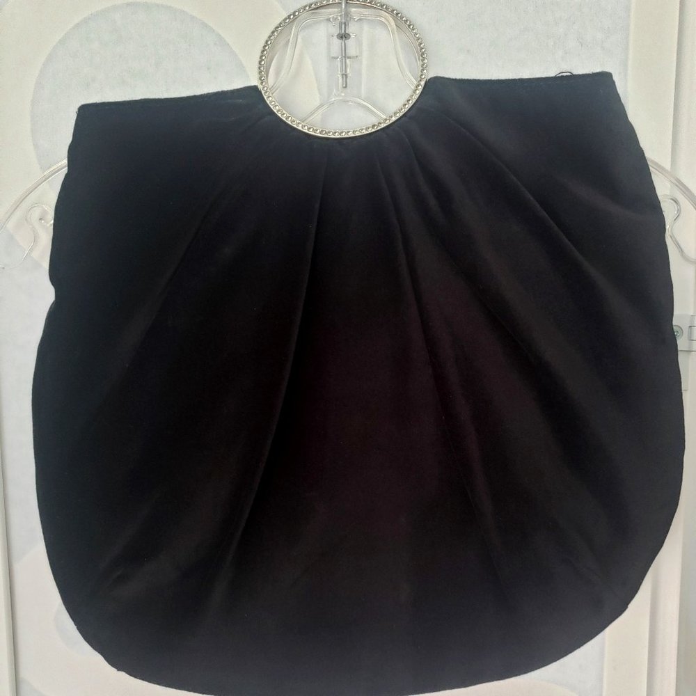 GAP Black Velvet bag with Silver-toned Pave handle